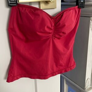 Red cinched tube top padded crop top ruched bust fitted shape high waisted S